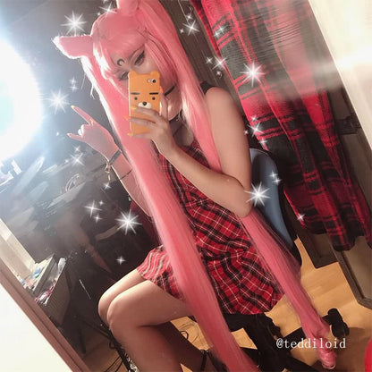 130cm Long Sailor Moon Cosplay Wigs Pink Woman Wigs