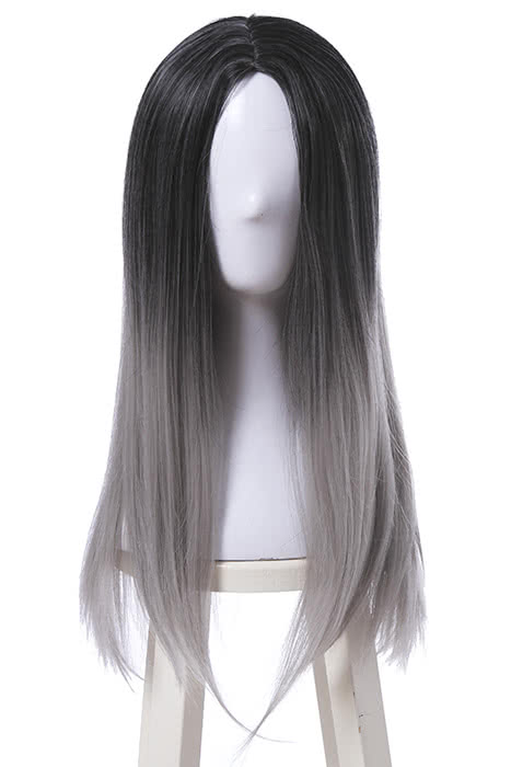 Fashion Black and Gray Mixed Long Stragiht Woman Wigs