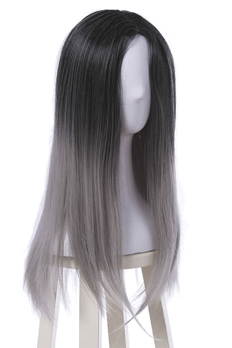 Fashion Black and Gray Mixed Long Stragiht Woman Wigs