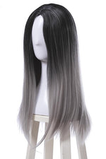 Fashion Black and Gray Mixed Long Stragiht Woman Wigs