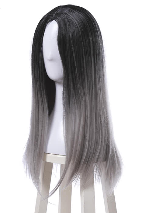 Fashion Black and Gray Mixed Long Stragiht Woman Wigs