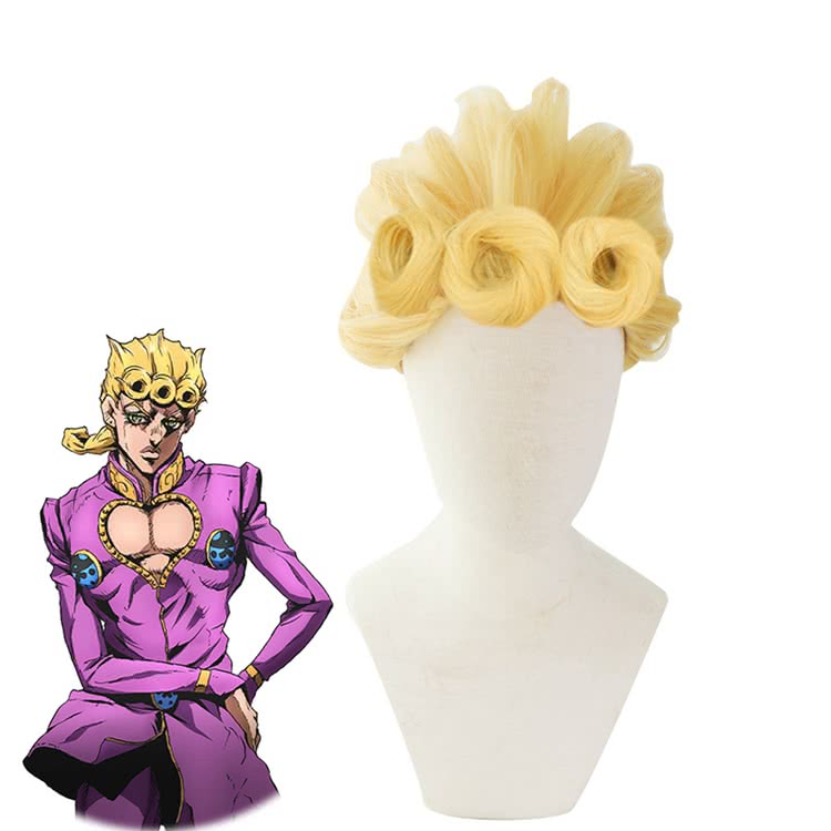 JoJo no Kimyou na Bouken Ougon no Kaze Giorno Giovanna Blonde Cosplay Wigs 