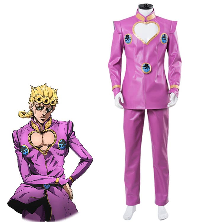  JoJo no Kimyou na Bouken Ougon no Kaze Giorno Giovanna  Pink  Full Set  Cosplay Costume