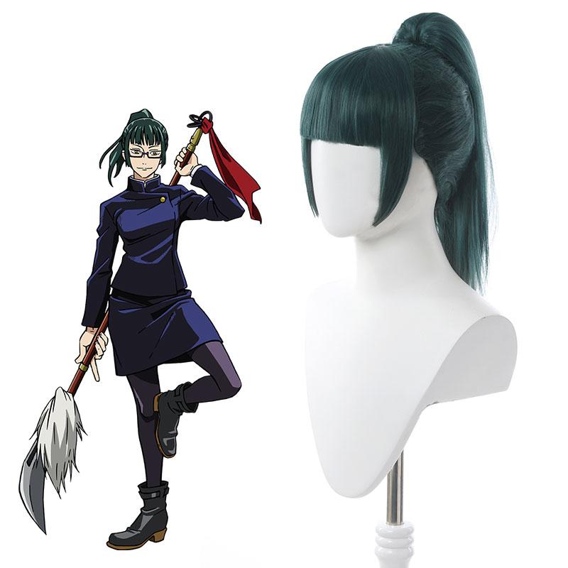 Jujutsu Kaisen Sorcery Fight Zenin Maki Green Ponytail Cosplay Wigs