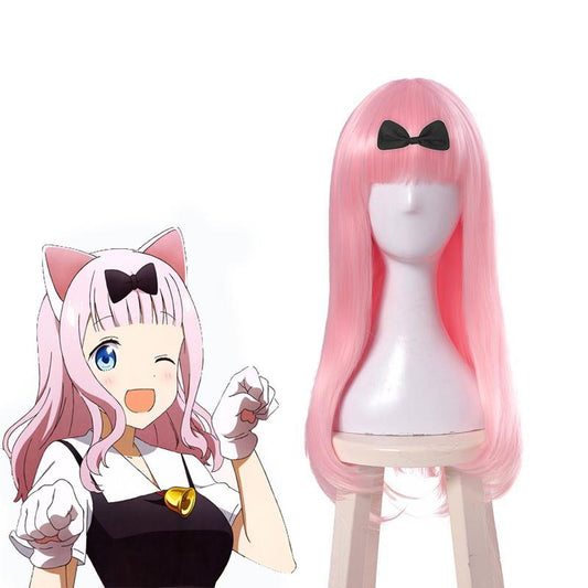 Kaguya-sama wa Kokurasetai Tensai-tachi no Renai Zunousen Chika Fujiwara Pink Long Cospaly Wigs 