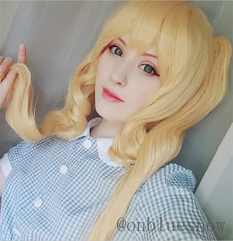  KILL LA KILL Nui Wallpaper Long Culry Blonde Synthetic  Cosplay Wigs 