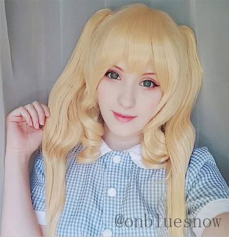  KILL LA KILL Nui Wallpaper Long Culry Blonde Synthetic  Cosplay Wigs 
