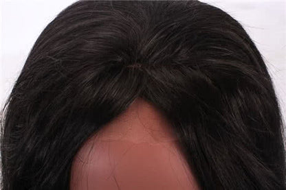 Black Long Straight Dark Brown Side Bangs Black Women Lace Front Wigs