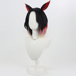 Rolecosplay League of Legends K/DA Ahri black cosplay wig - black gradient bob with ears - opposite side view
