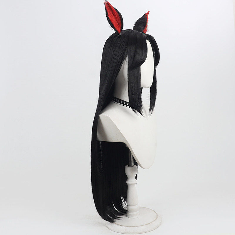 Rolecosplay League of Legends K/DA Ahri black cosplay wig - wig with ears - side view