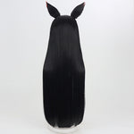 Rolecosplay League of Legends K/DA Ahri black cosplay wig - long black wig with ears - back view