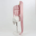 Rolecosplay K/DA Akali pink integrated ponytail cosplay wig - back three-quarter view
