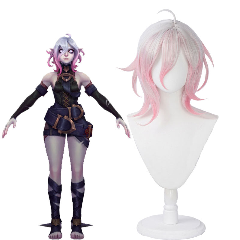 League Of Legends LOL Briar  Short White Gradient Pink Cosplay Wig