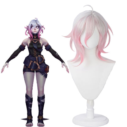 League Of Legends LOL Briar  Short White Gradient Pink Cosplay Wig