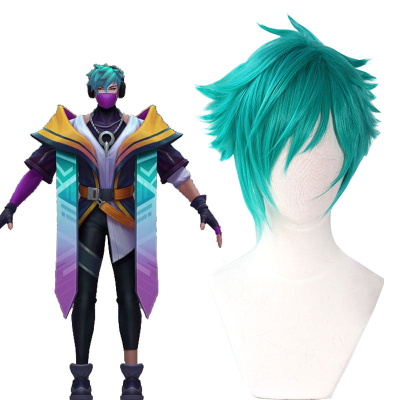 League Of Legends LOL Heartsteel Aphelios Blue Green Cosplay Wigs