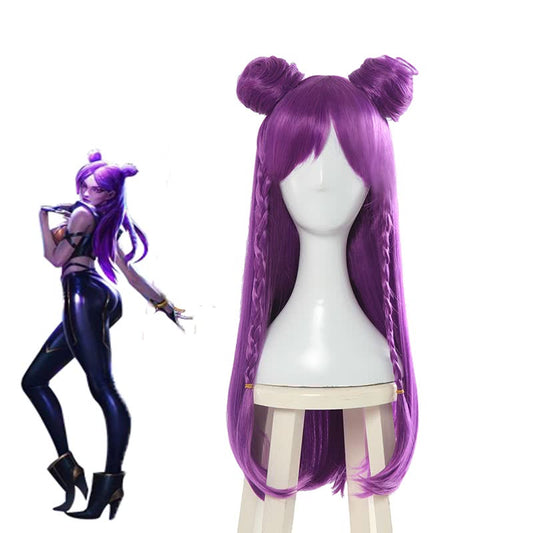  LOL KDA Skin Kaisa Long Straight Purple Cosplay Wigs 
