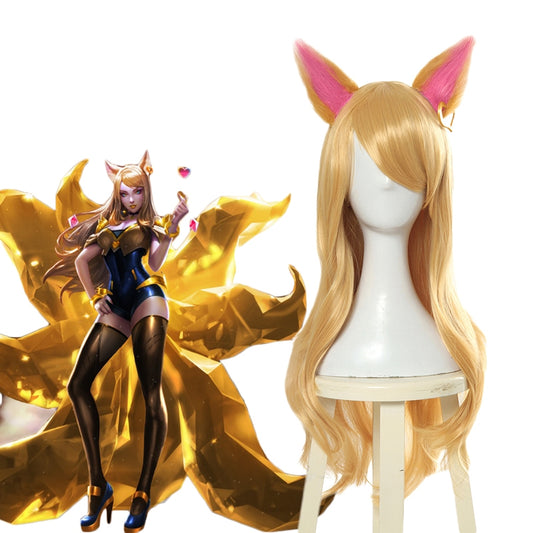 LOL KDA Skin Nine-Tailed Fox Ahri Long Cosplay Wigs