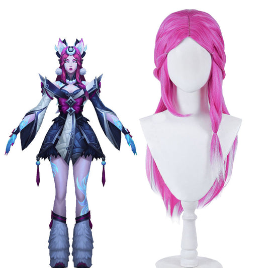 LOL Snow Moon Ahri Rose Red Gradient White Cosplay Wig