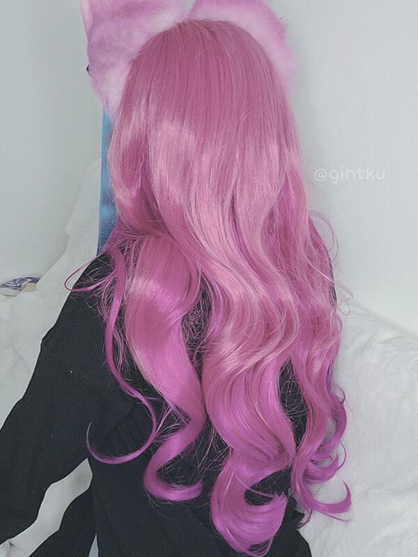 LOL Spirit Blossom Ahri Pink Mixed Long Cosplay Wigs 