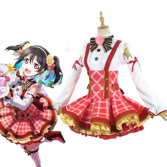Love Live Bouquet Awaken Yazawa Nico Bright Red Dress Anime Cosplay Costumes 
