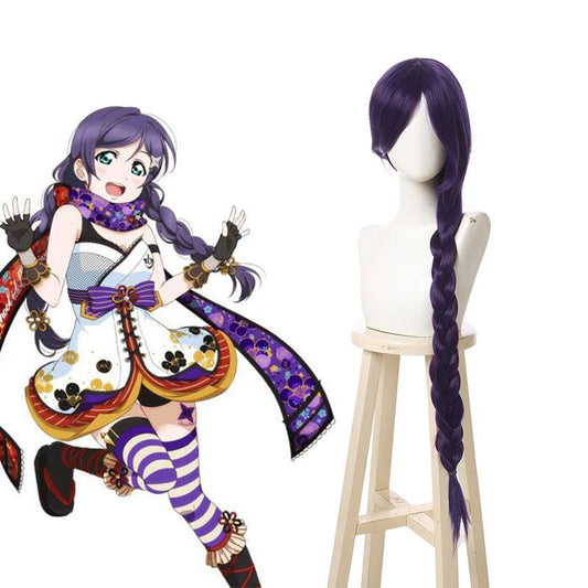 Lovelive! Nozomi Tojo Synthetic Hair Wigs Long Purple Curly Cosplay Party Wigs
