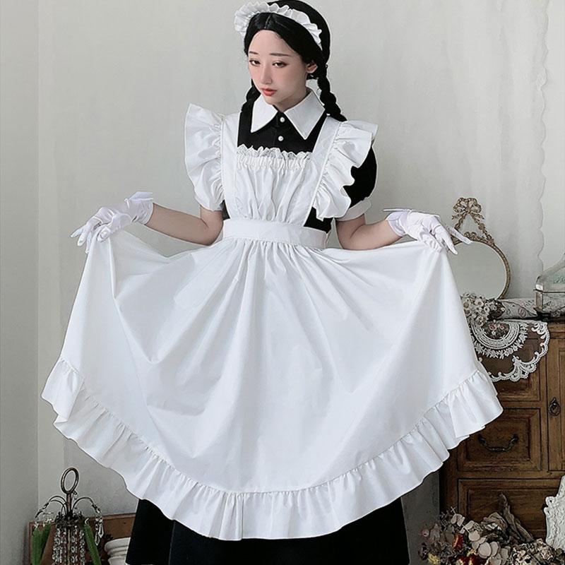 chinese dress ladies miccostumes Women's Classic Maid Uniform Long Dress Cosplay Costume (L,  Black/White) : Clothing, Shoes & Jewelry main image 1