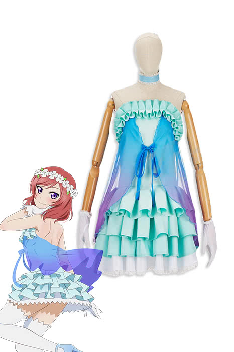 Love Live! Yume No Tobira Maki Nishikino Green Anime Coaplay Dress