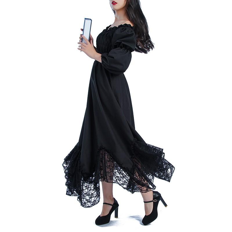 Vintage Dress Lace Black Women Halloween Cosplay Costume