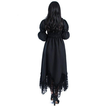 Vintage Dress Lace Black Women Halloween Cosplay Costume