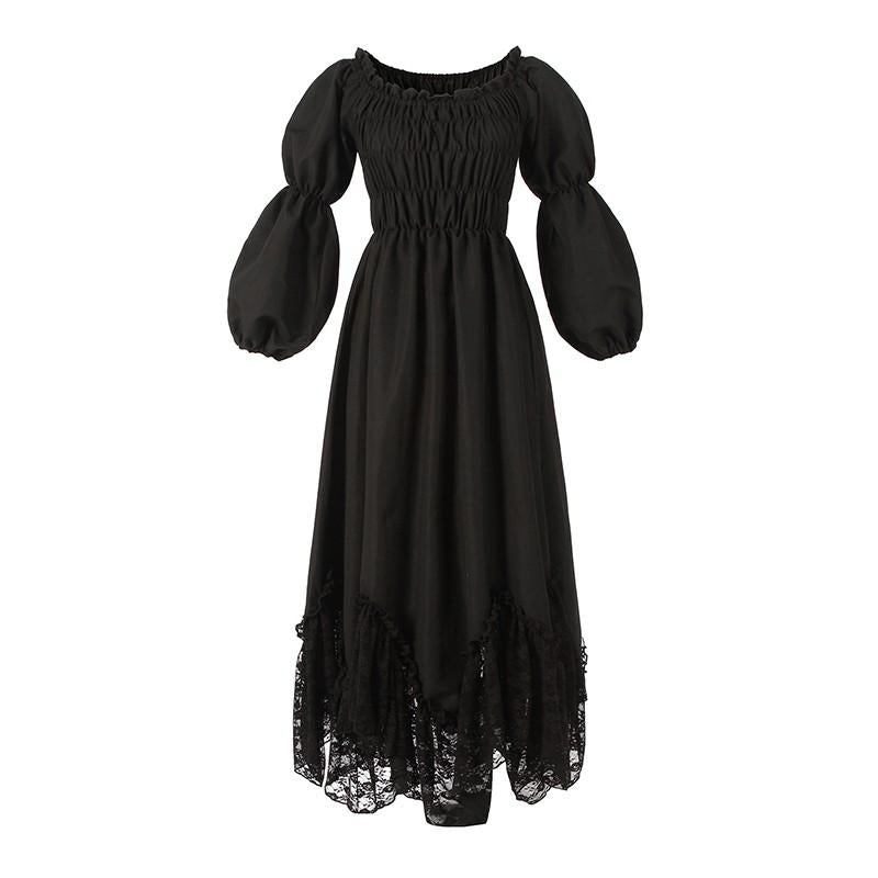 Vintage Dress Lace Black Women Halloween Cosplay Costume