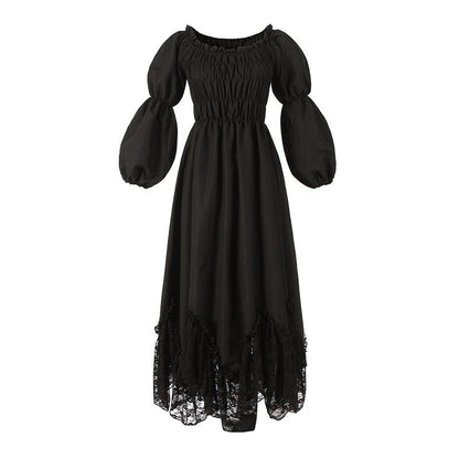 Vintage Dress Lace Black Women Halloween Cosplay Costume