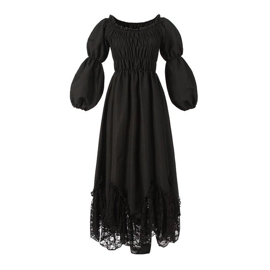 Vintage Dress Lace Black Women Halloween Cosplay Costume
