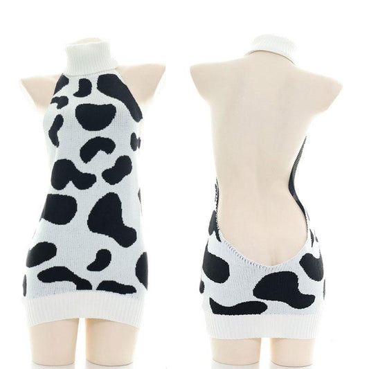 Japanese Milk Cow High Neck Backless Sweater Underwear