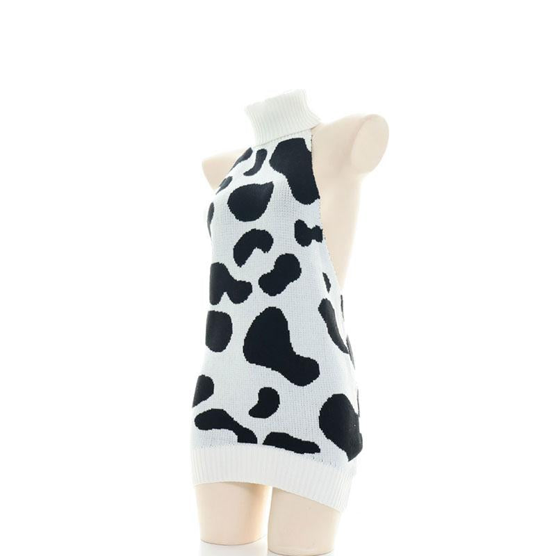 Japanese Milk Cow High Neck Backless Sweater Underwear