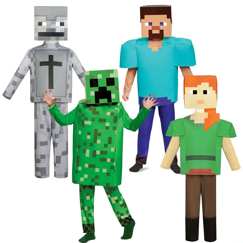 Minecraft  Alex Steve Skeleton Cosplay Costumes Full Set