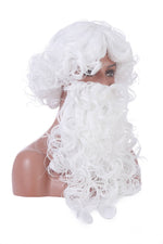 New Christmas Santa Claus White Curly Wigs with Beards Cosplay Wigs
