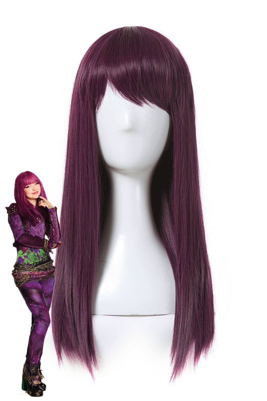 Descendants 2 Mal Cosplay 50cm Purple Color Movie Wigs