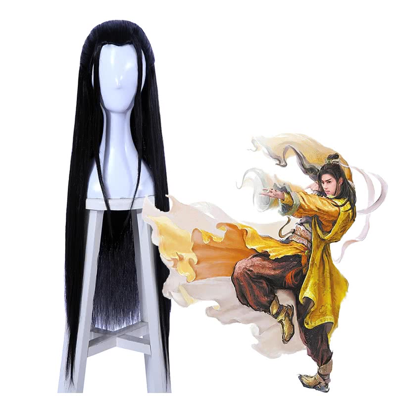  70cm Long Game Liuxiang Chu Cosplay Black Straight Wigs 