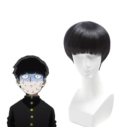 Mob Psycho 100 Mob Black Wave Head Short Wig Cosplay Wigs