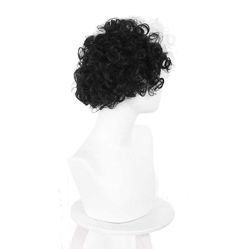 Movie Cruella Cruella de Vil White And Black Wavy Cosplay Wigs