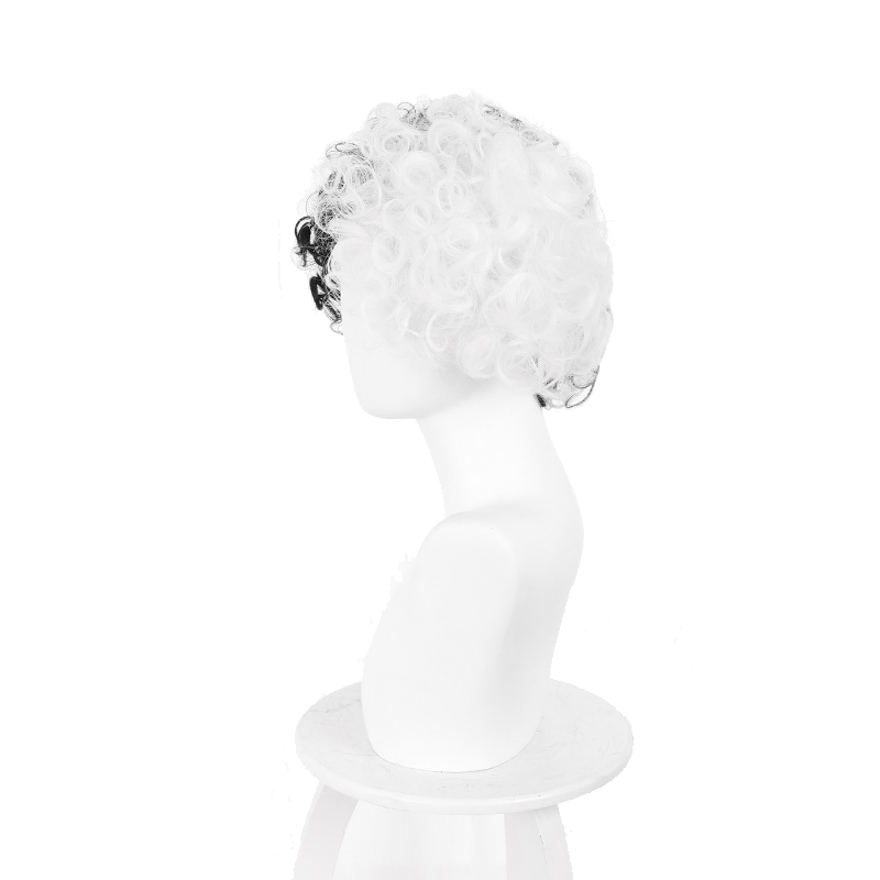 Movie Cruella Cruella de Vil White And Black Wavy Cosplay Wigs
