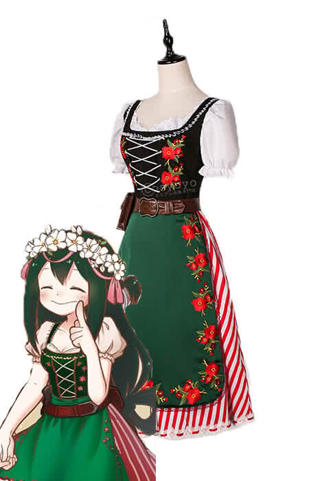My Hero Academia Tsuyu Asui Anime Cosplay Costumes Beautiful Long Dress