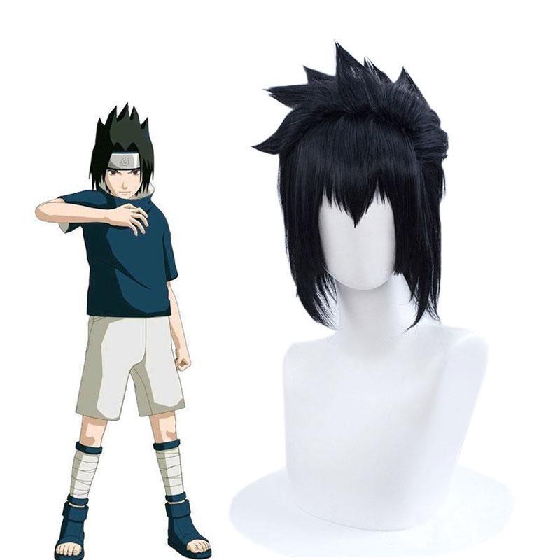 Naruto Sasuke Uchiha Men Short Black Cosplay Wigs
