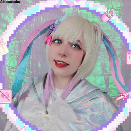 NEEDY GIRL OVERDOSE KAngel Long Pink Mixed Blue Cosplay Wigs