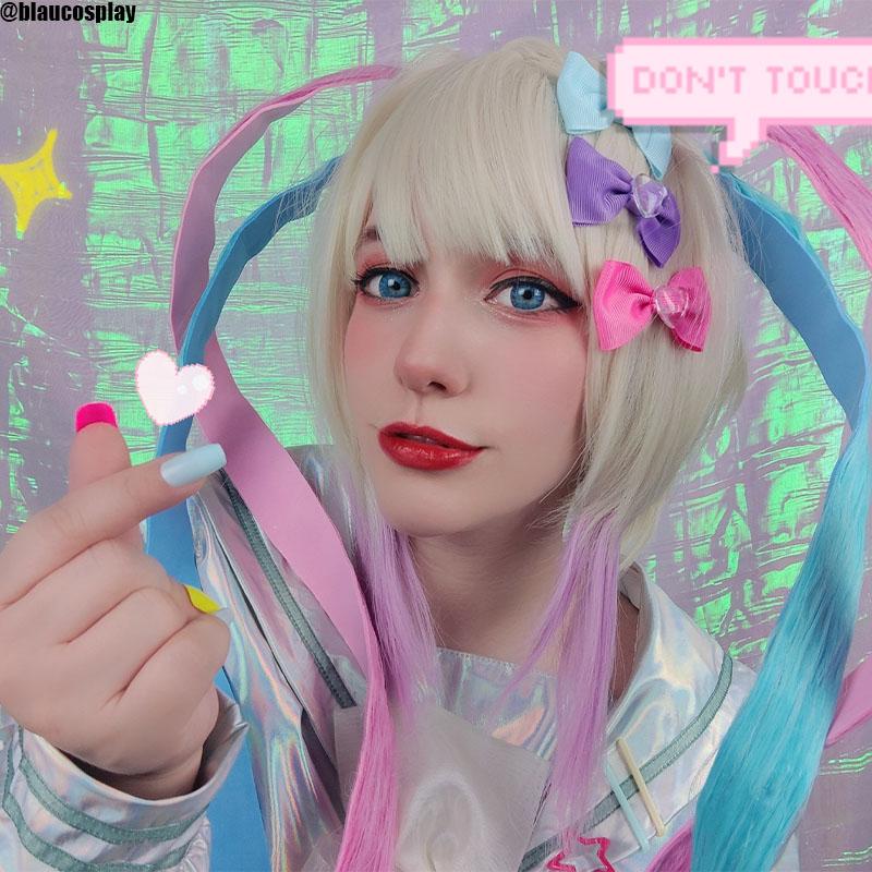 NEEDY GIRL OVERDOSE KAngel Long Pink Mixed Blue Cosplay Wigs