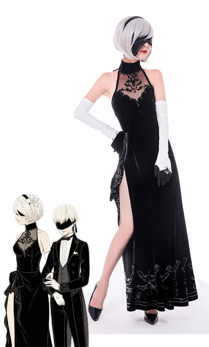 Nier: Automata Game 2b Evening Dress Cosplay Costumes 