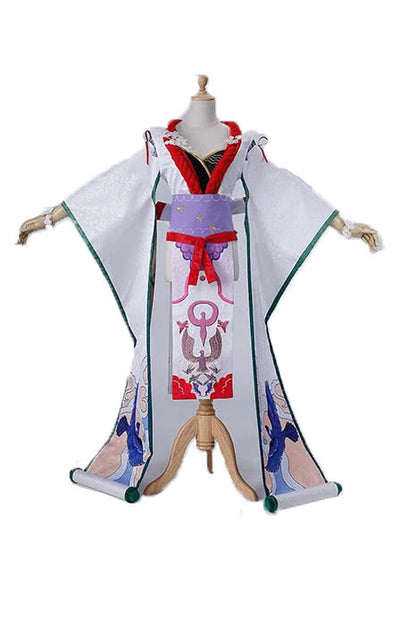 Onmyoji Flower And Bird Painting White Game Cosplay Kimono Outfits