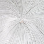 Silver white short scalp-top cosplay wig with dark underlayers - product view 4
