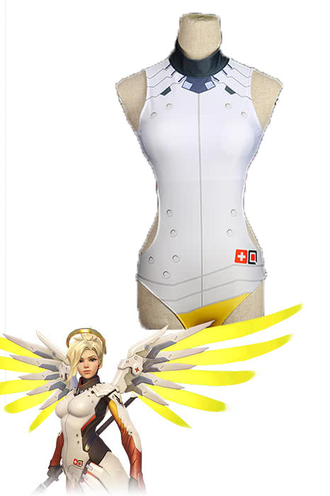 Mercy Yellow Swiming Suit Video Game Cosplay Costumes