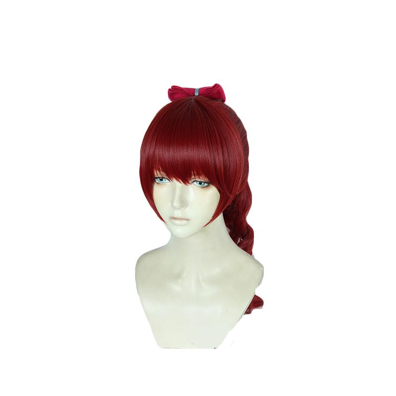 Persona 5 Royal Kasumi Yoshizawa Dark Red Ponytail Cosplay Wigs 